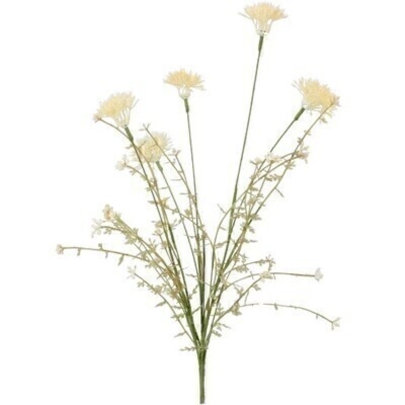A realistic faux cream thistle and wildflower artifical flowers. The artifical pick can be arranged into a pot or vase. made by the Londer designer Gisela Graham who designs really beautiful gifts for your home and garden. Would make an ideal gift. Would look good in any home and would suit any decor.